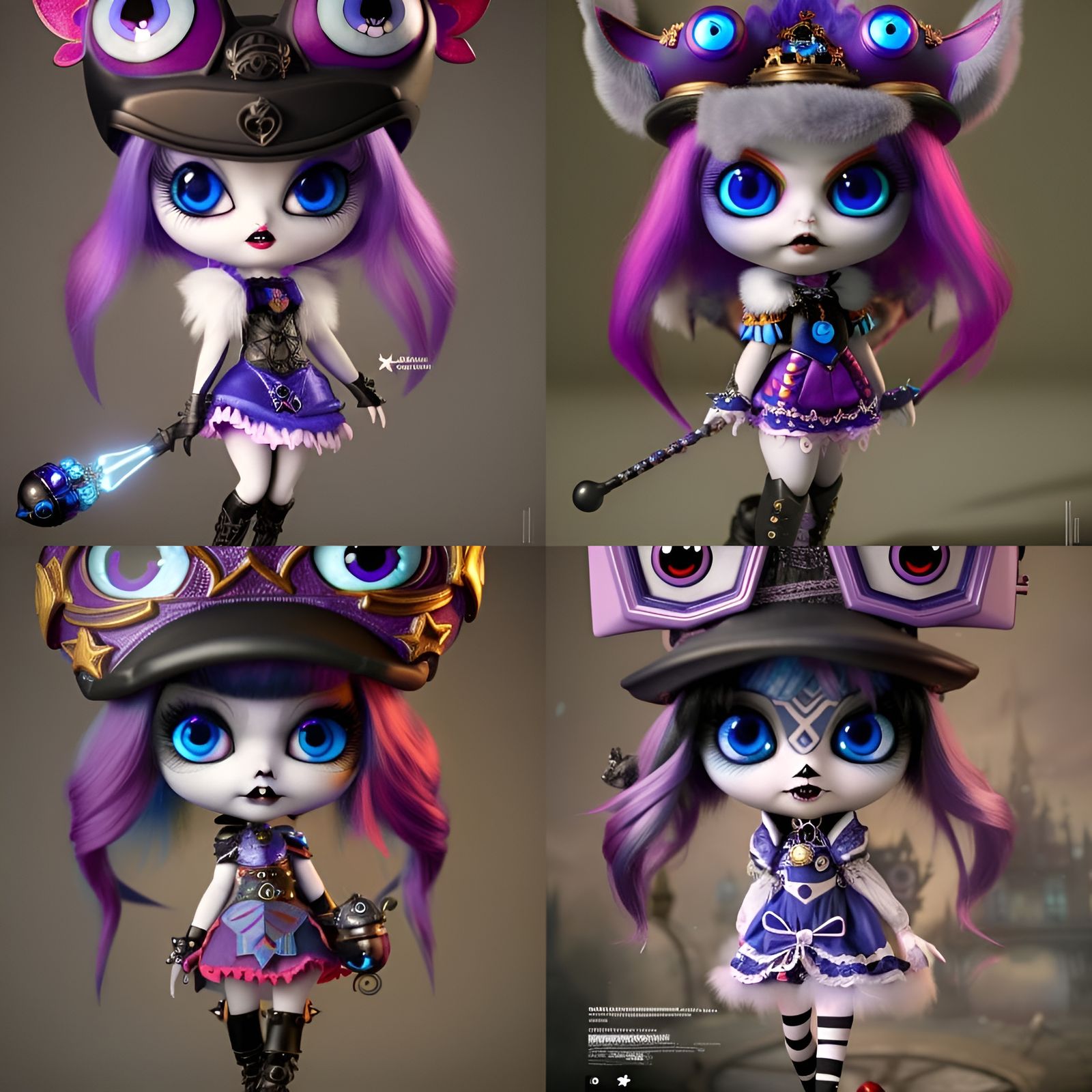 Whimsical Gothic Doll with Enchanting Blue Eyes