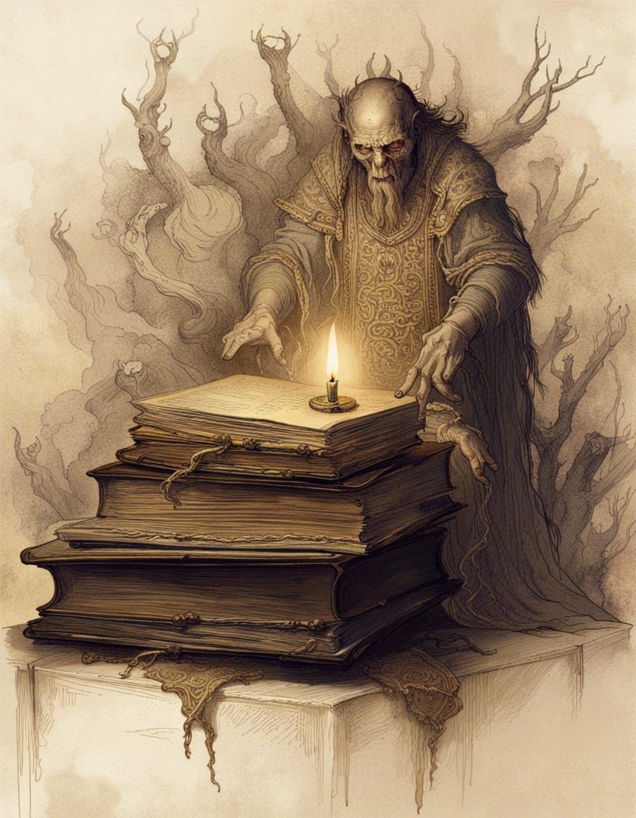 Dark Prophecy Illuminated in Oil Painting