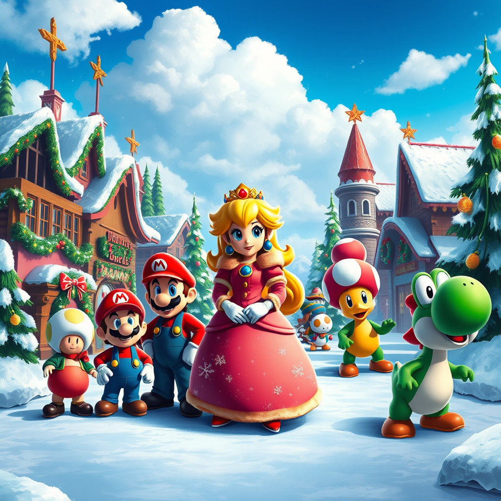 Princess Peach in Winter Wonderland, Mushroom Kingdom Christ...