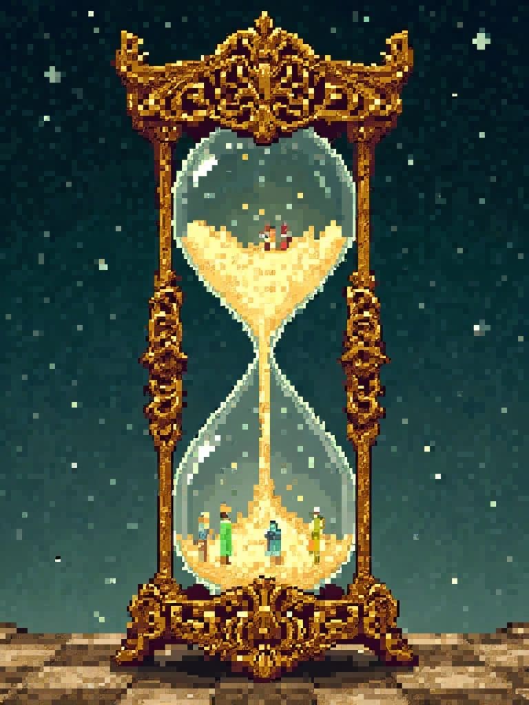 Baroque-Inspired Hourglass with Swirling Patterns and Golden...