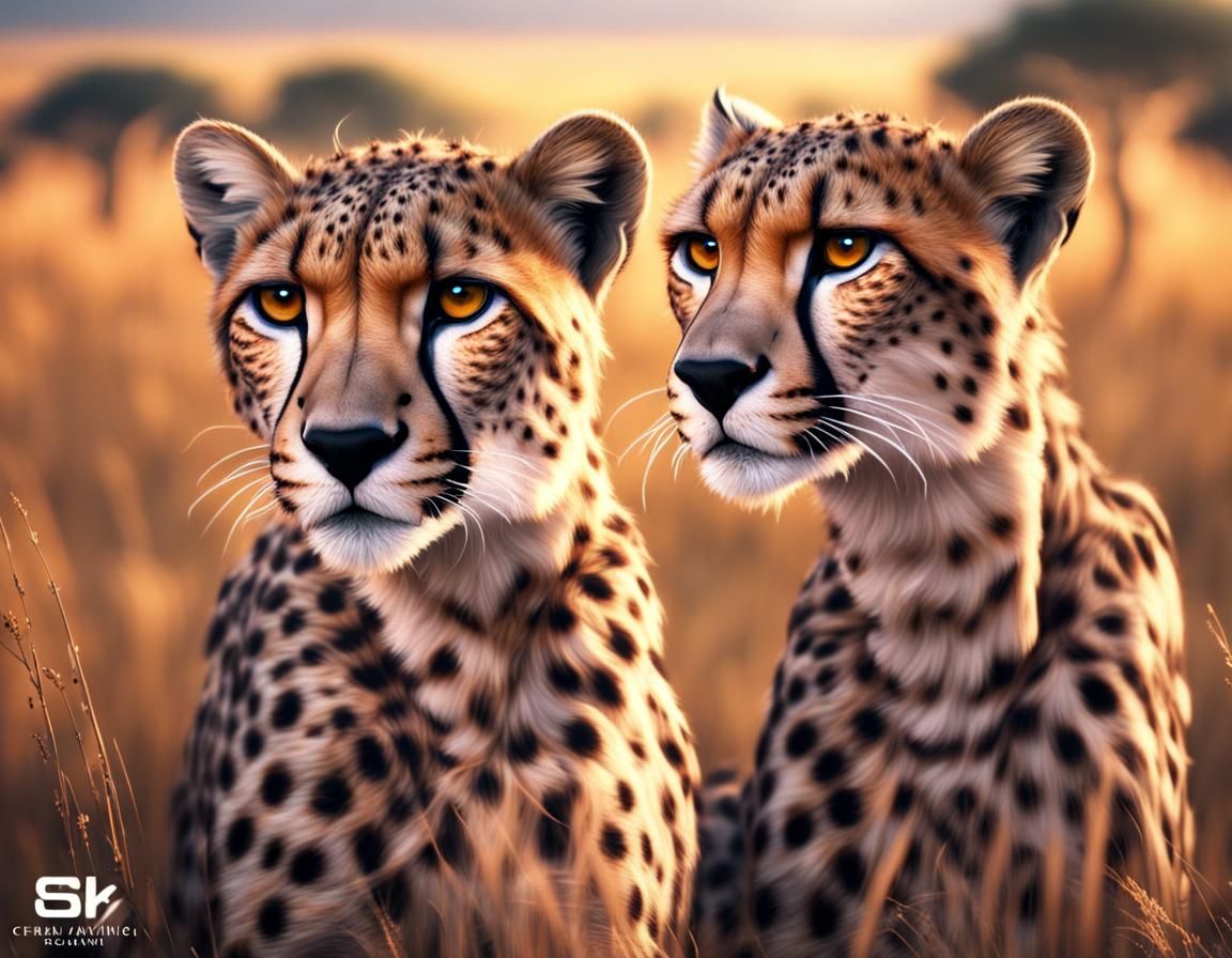 Cheetahs on the Savannah of Africa