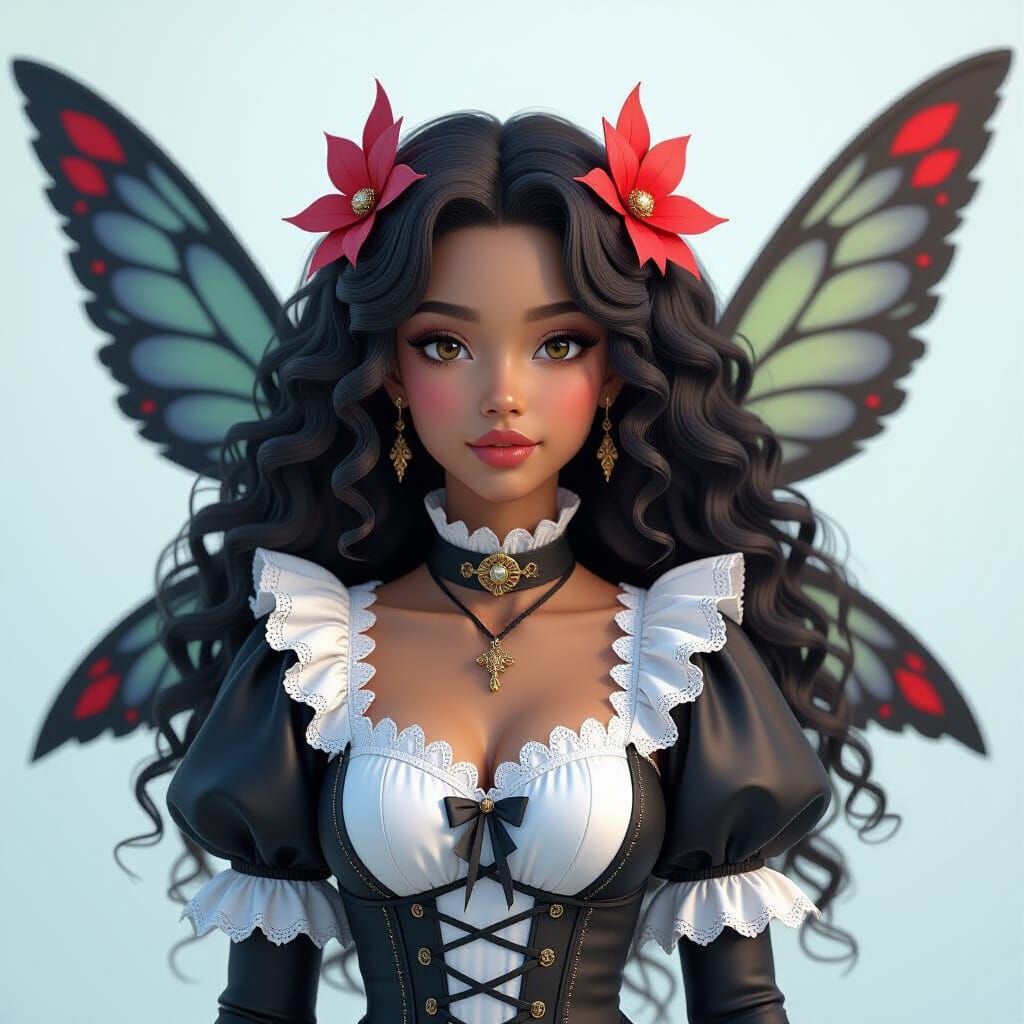 Fantasy Portrait of Woman with Fairy Wings