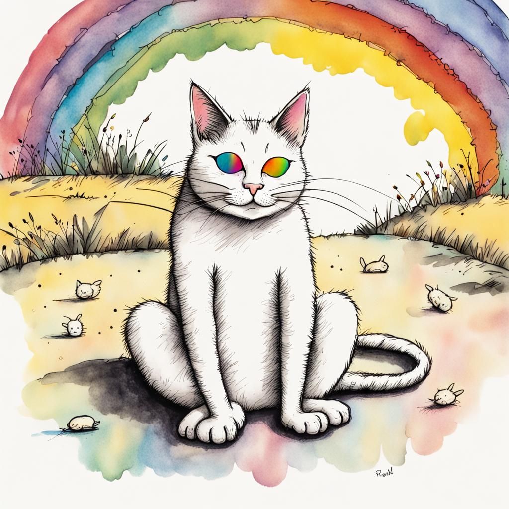 Psychedelic Cat. Roald Dahl inspired.