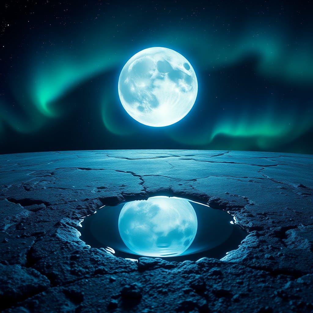 Hypnotic Full Moon Illuminates Concrete in Electric Blues an...