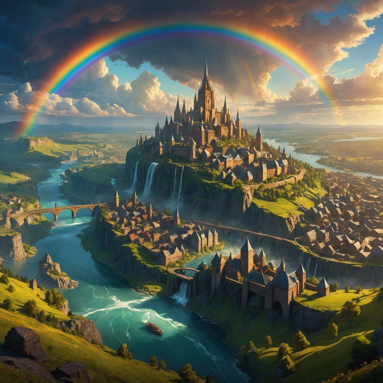 Ethereal Asgard Metropolis in Norse Valhalla Realm