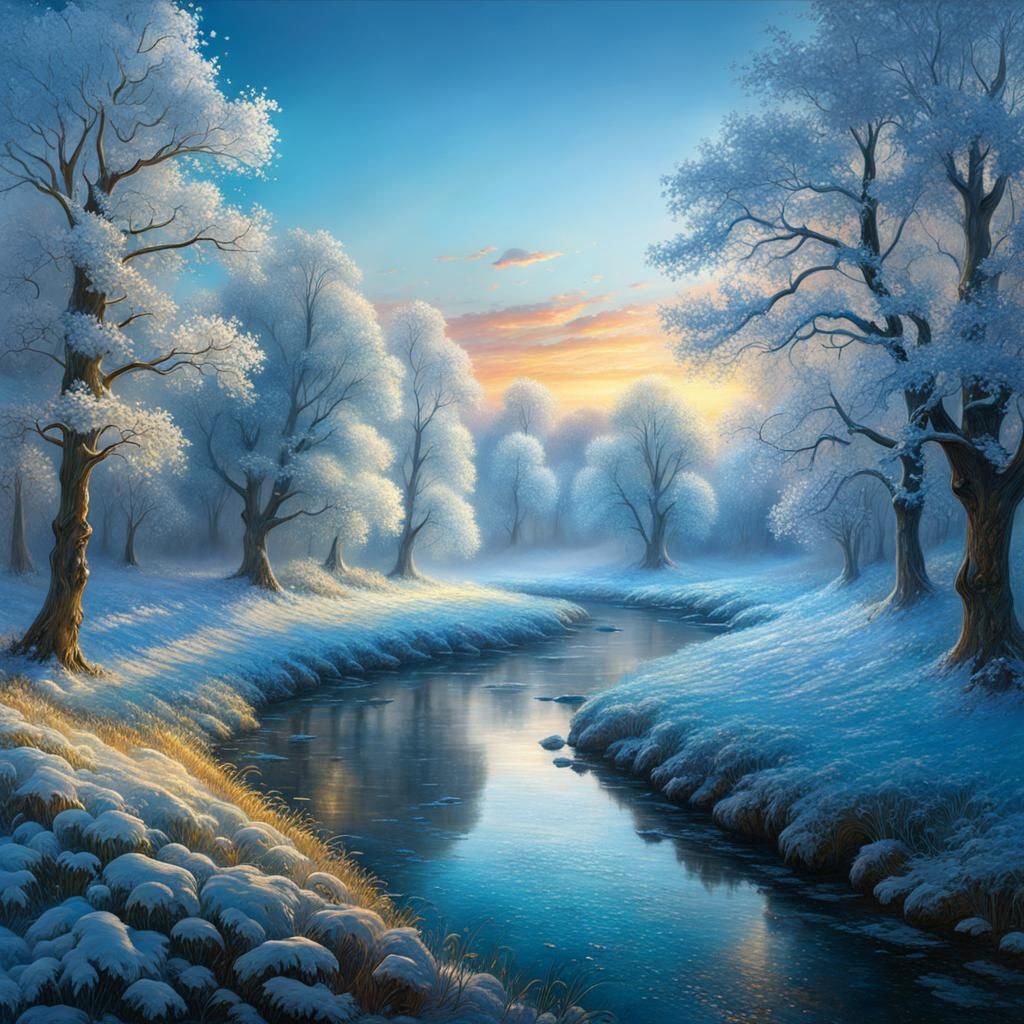 Morning Frost Glitters in Photorealistic Art