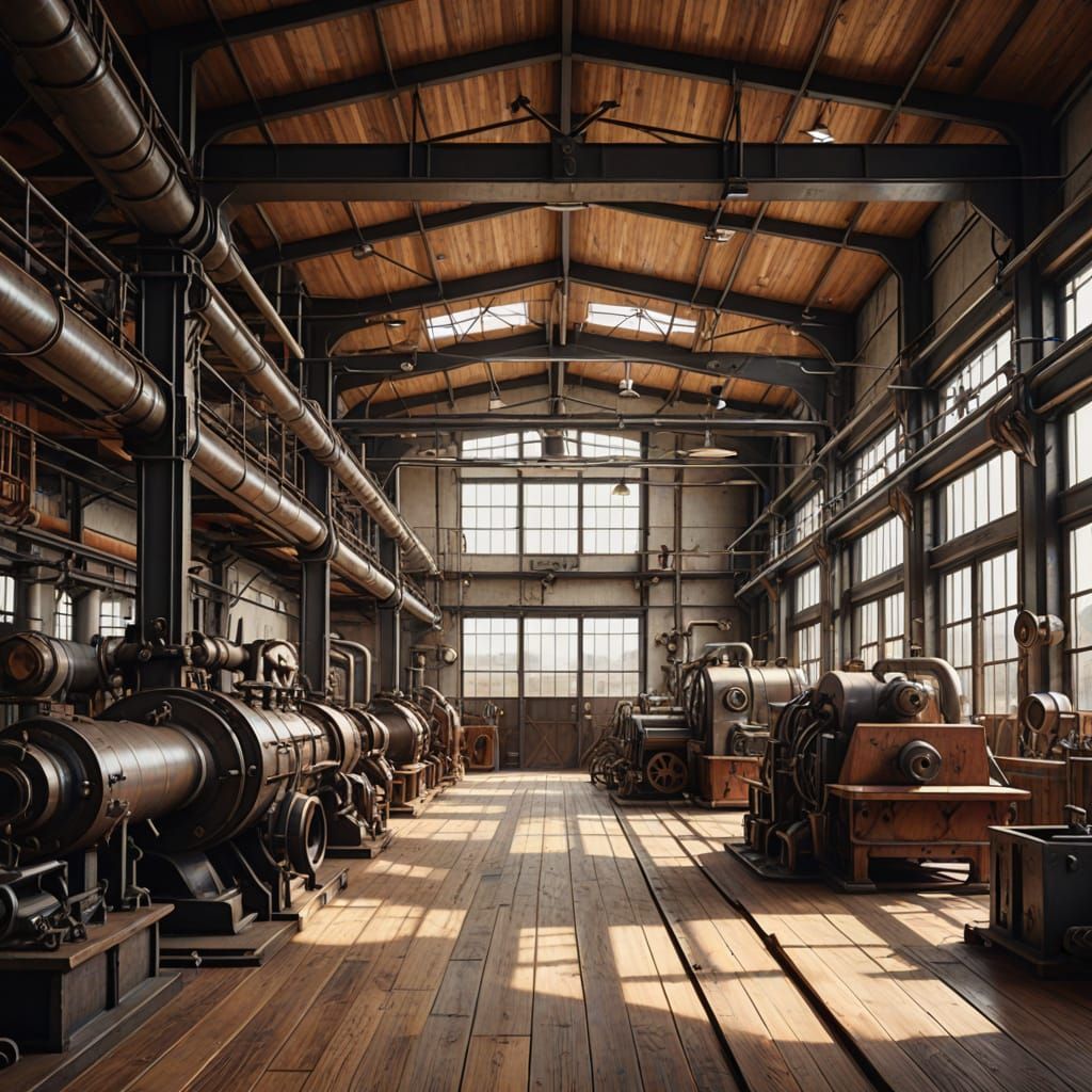 Eco-Industrial Decor: Factory Interior in Industrial Chic St...