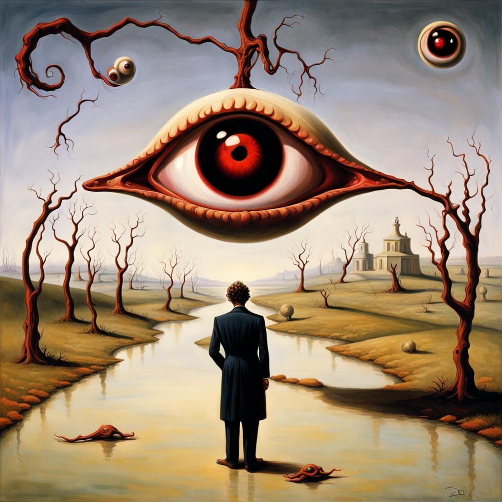 Surreal Halloween Scene in Pop Art Style