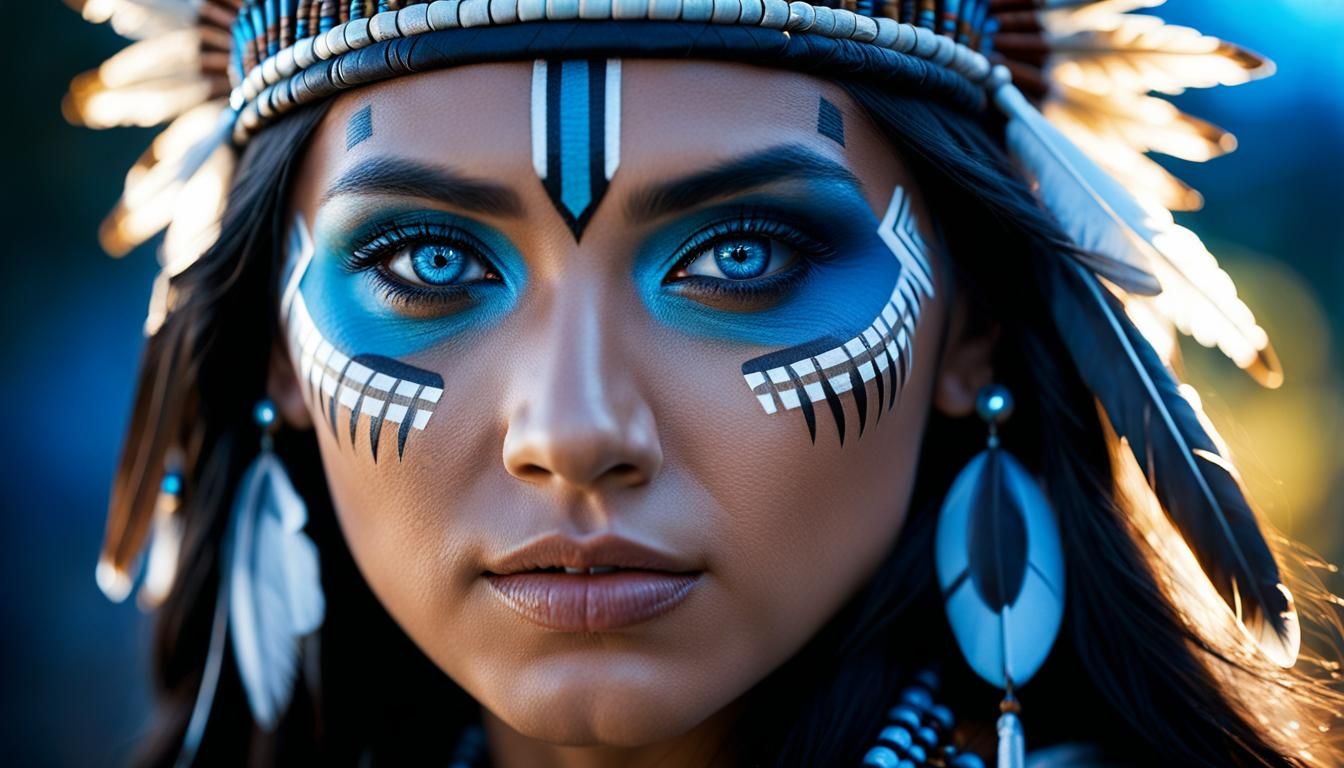 Gothic Native American Goddess in Hyperdetailed Close-up