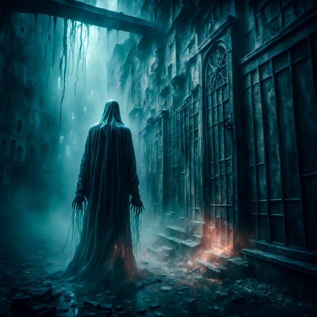 Macabre Basement Confrontation in Haunting Atmosphere