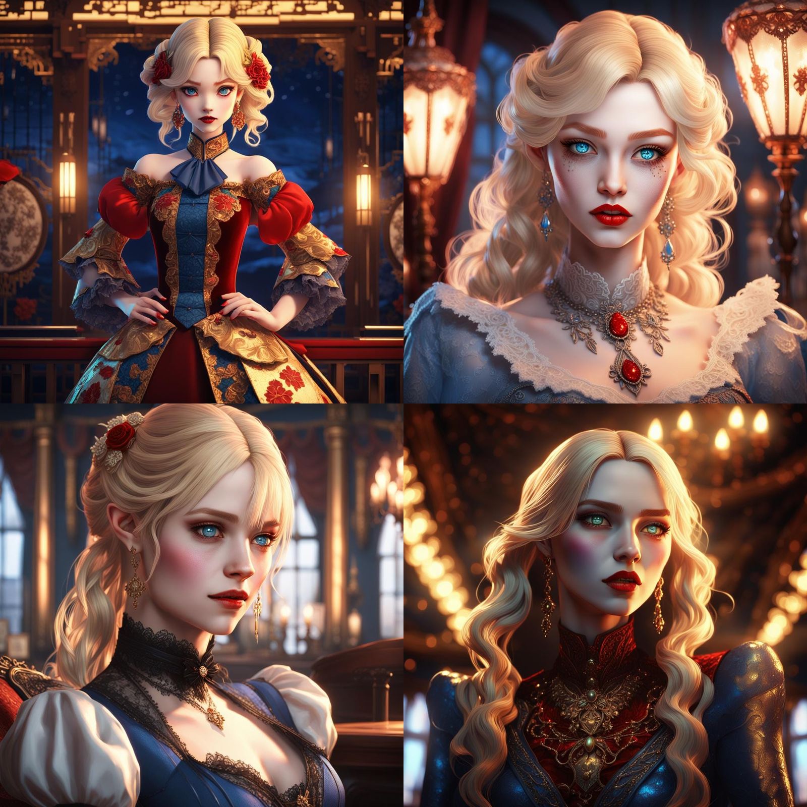 Elegant Vampire Salon Girl in Opulent Attire