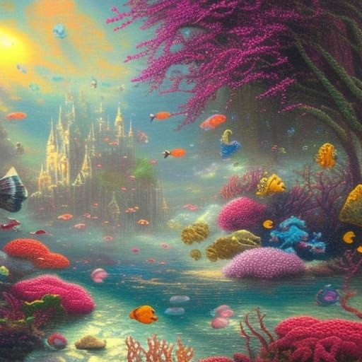 Ethereal Mermaid Realms in a Whimsical Ocean Paradise