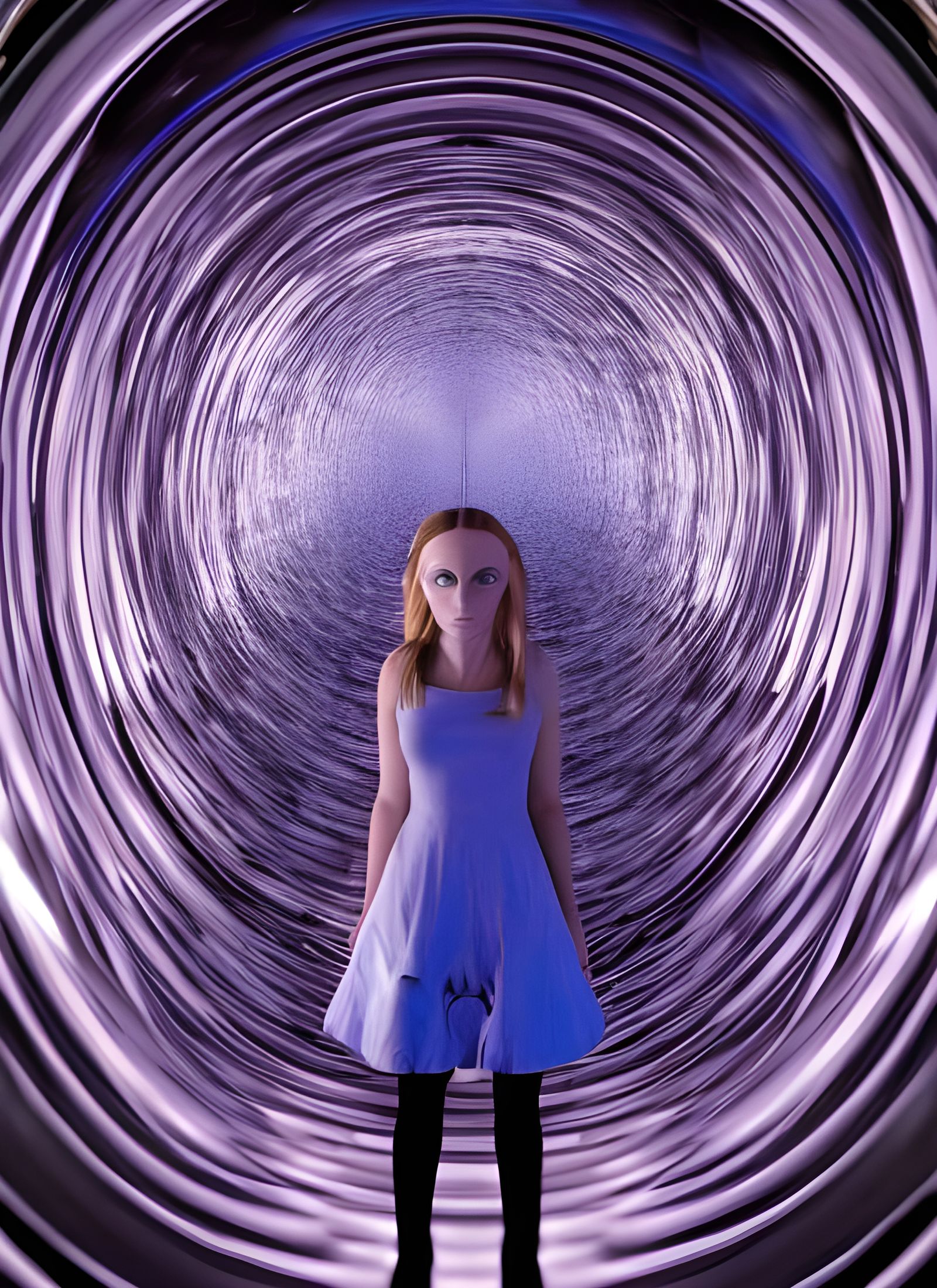 Surreal Portrait of Alice from Wonderland in a Non-Euclidean...