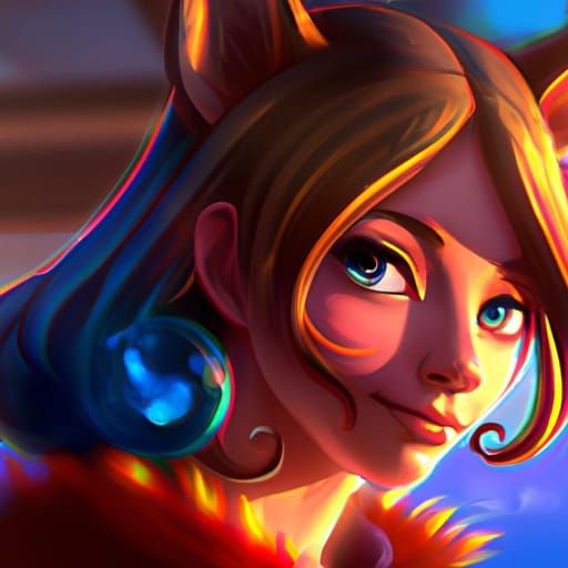 Surreal Kitsune Portrait in Triadic Colors