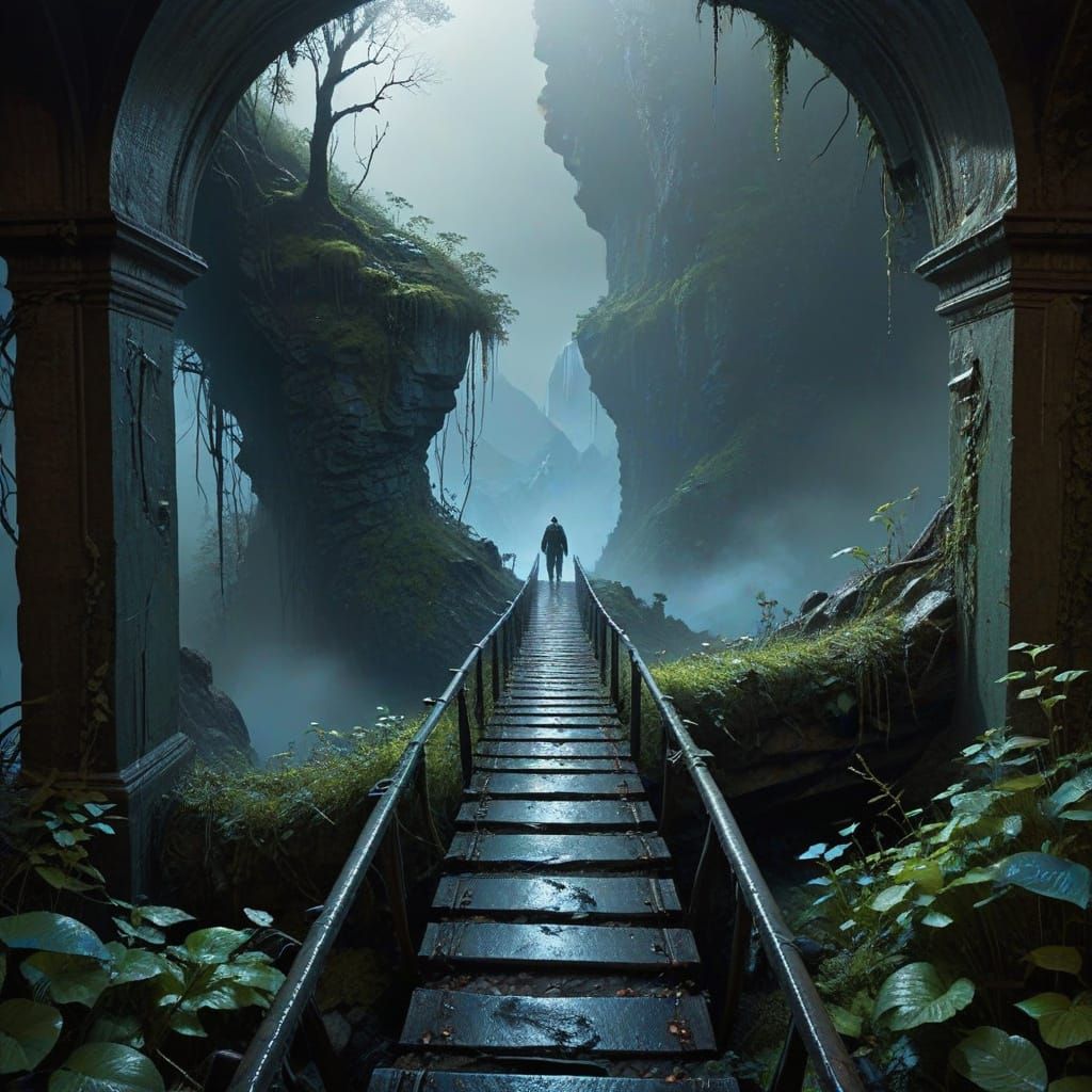 A Dark and Serene Path Through a Heavenly Realm