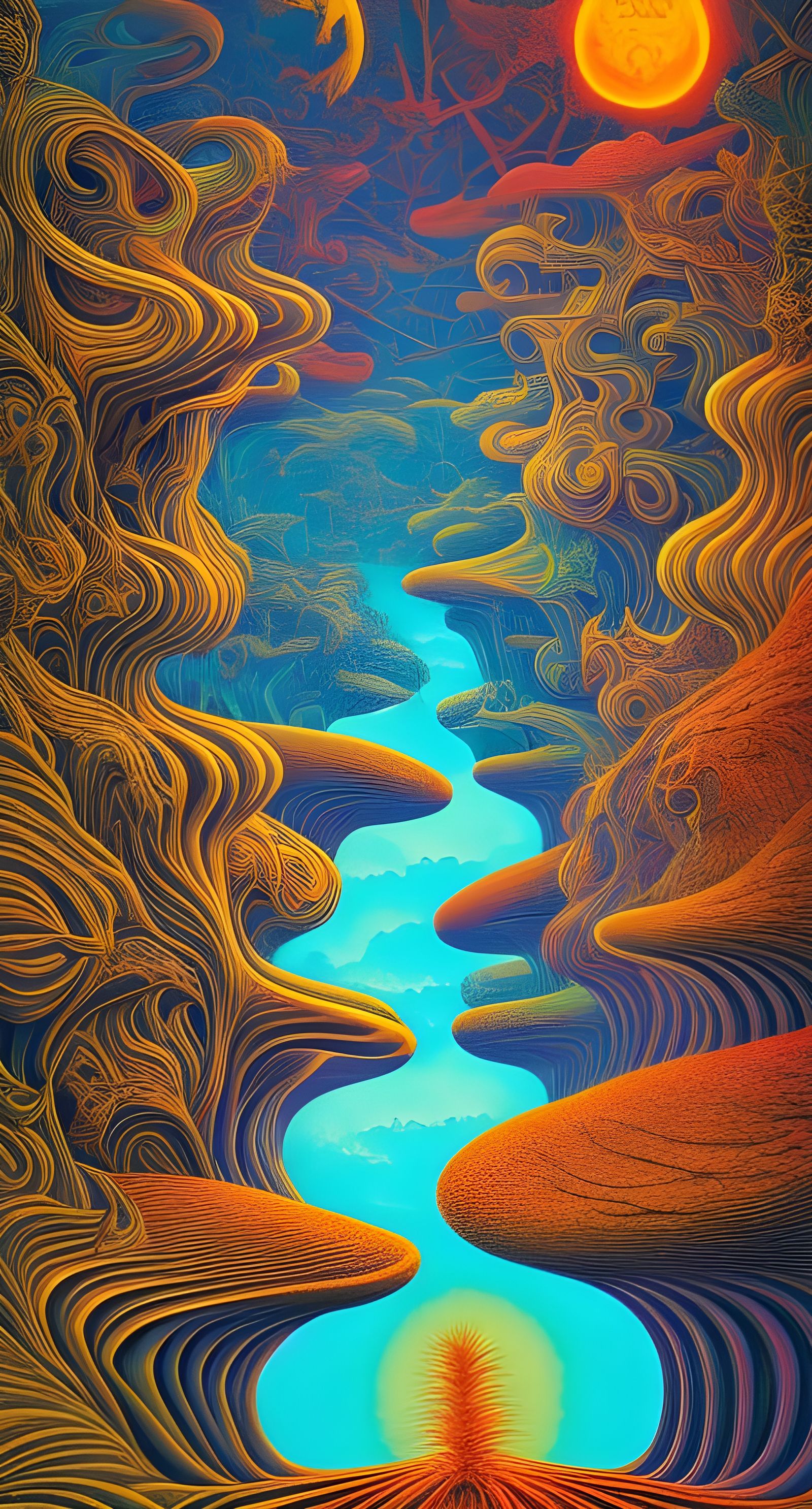 Psychedelic Canyon Inspired by Escher and Seuss