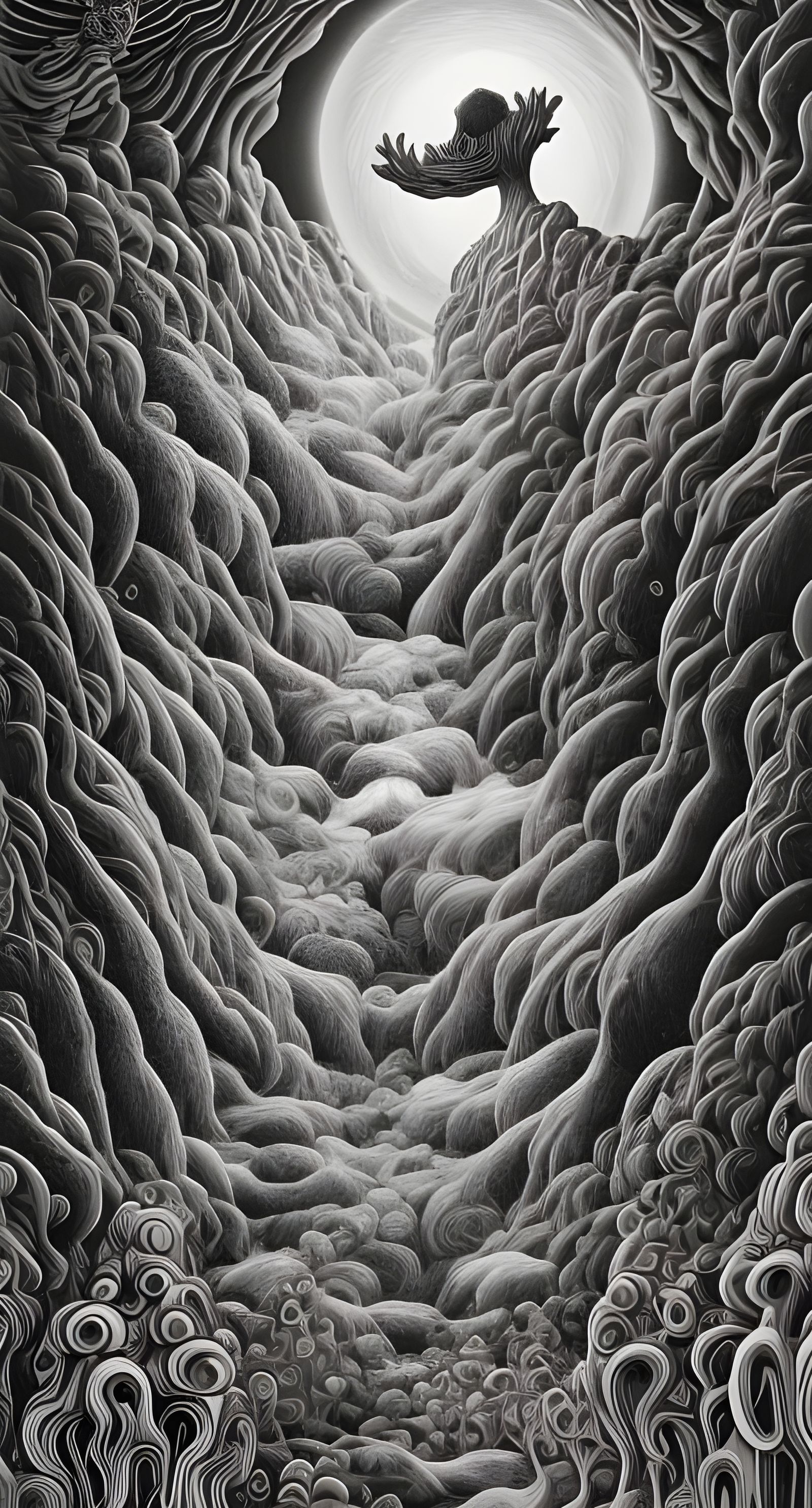 Psychedelic Landscape Inspired by Escher and Seuss