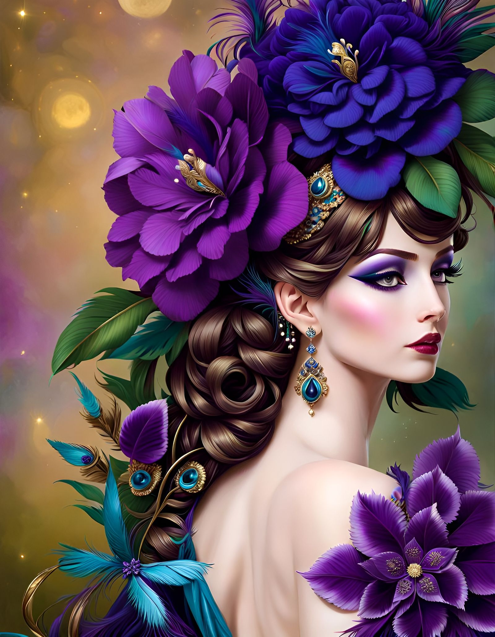 Flora Goddess in Shades of Dark Violet and Purple