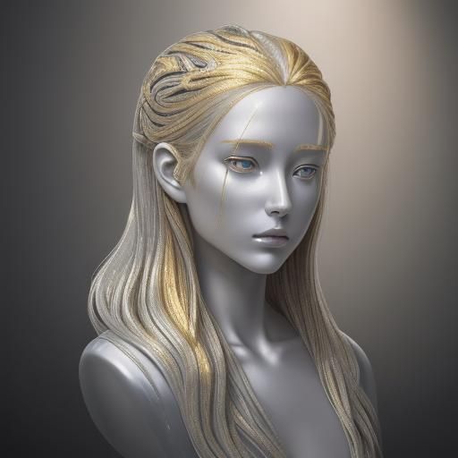 Ethereal Woman in Porcelain and Gold