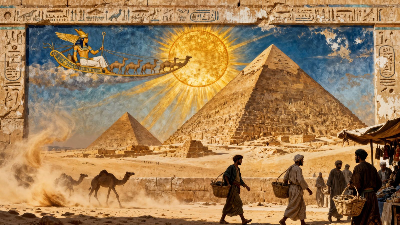 Ancient Cairo Mural Depicting Ra's Sky Journey