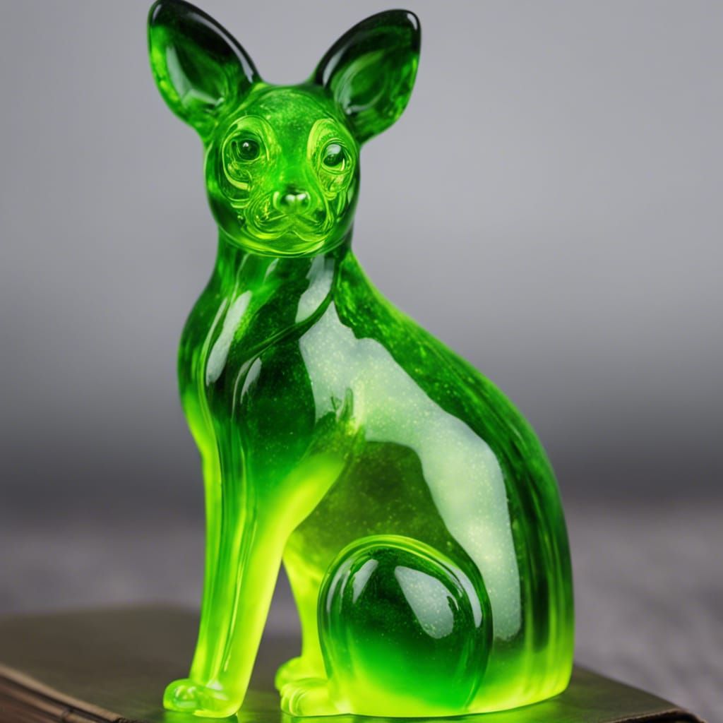Vibrant Italian Glass Animal Sculpture in Neon Green Vaselin...