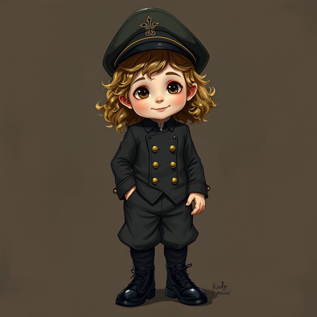 Charming Young Boy in Elegant Outfit with Wavy-Curly Hair