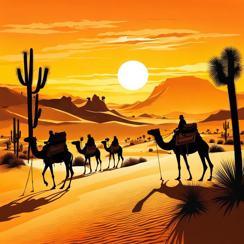 Vibrant Sunset in Arabian Oasis