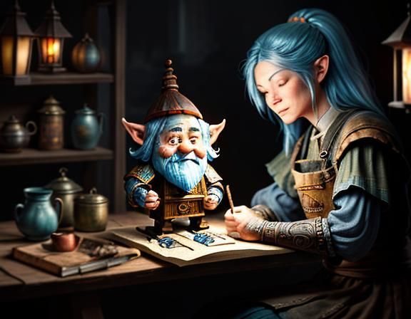 Gnome Enchantress Masterpiece in Dark Fantasy Style