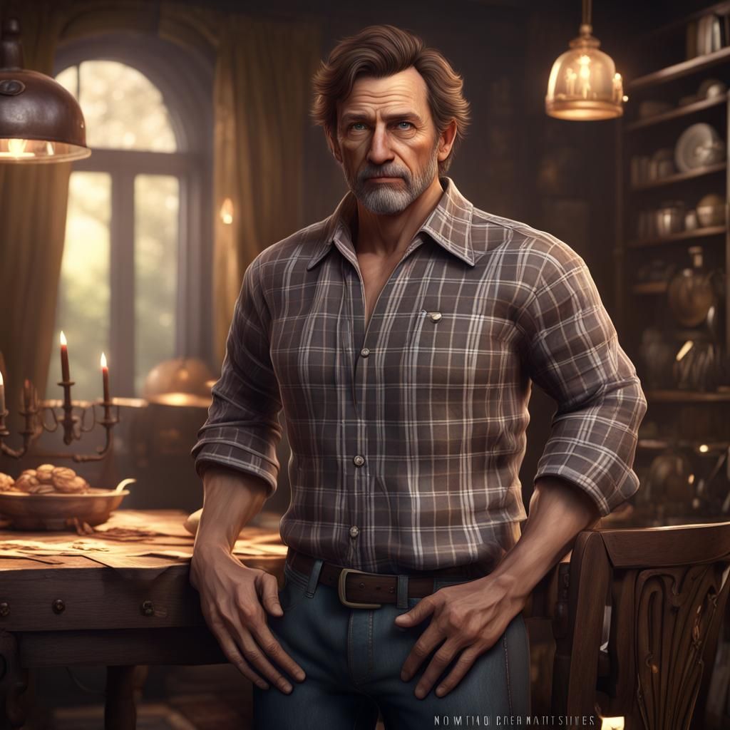 Stunning Birthday Man in Plaid, Cyberpunk Inspired Fantasy A...