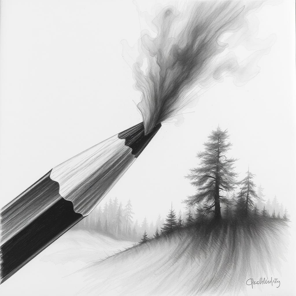 Pencil Tip Transforms Into Vibrant Living Scene