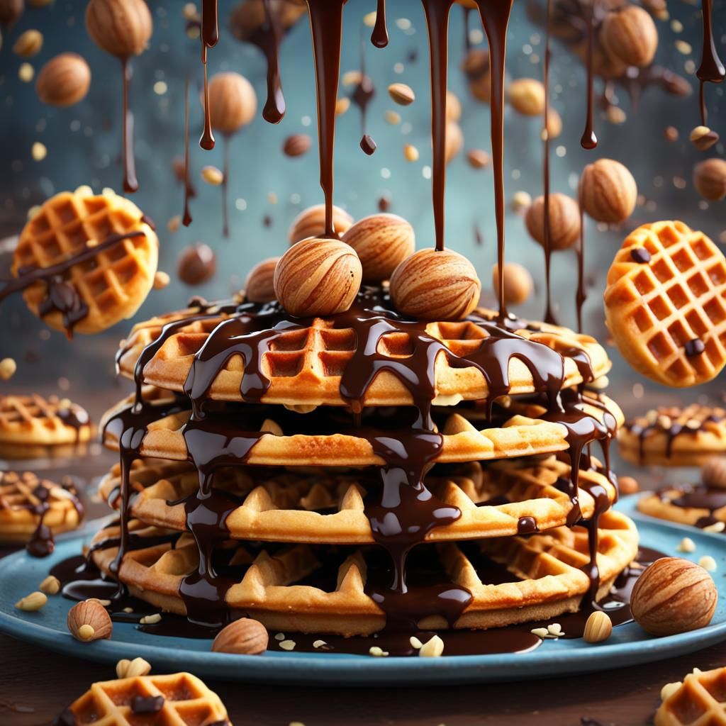 Surreal Waffle Delight in Deep Matte Painting