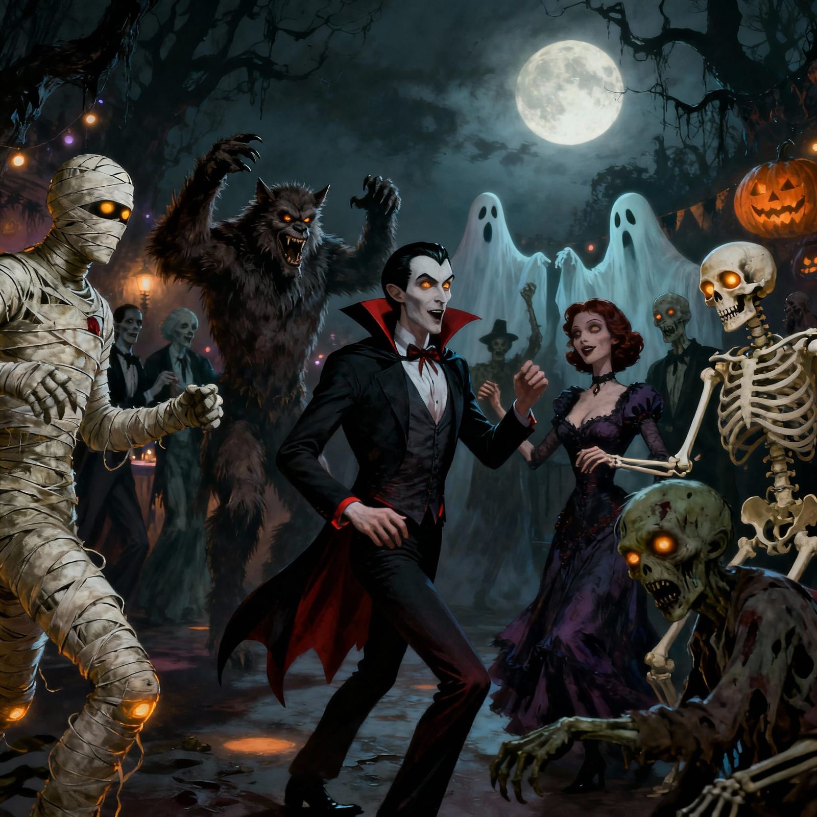 Halloween Party With Monsters: Mummies, Werewolves, Vampires...