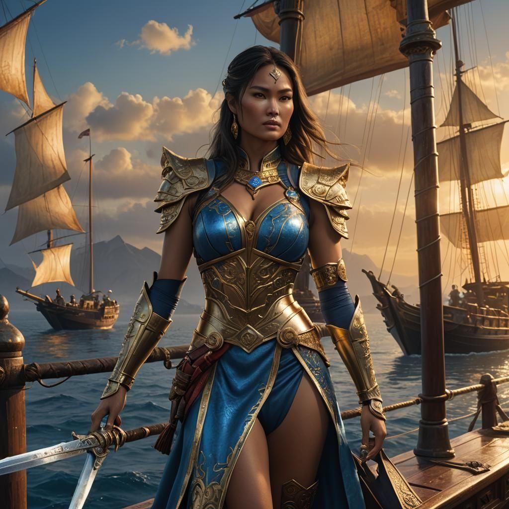 Young Warrior Maiden in Oriental Armor