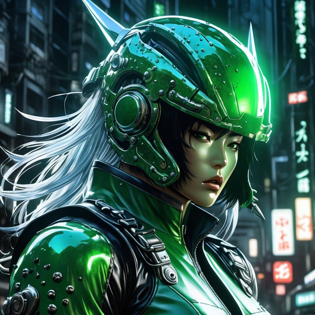 Tough Biker Girl Begs for Green Ectoplasmic Energy