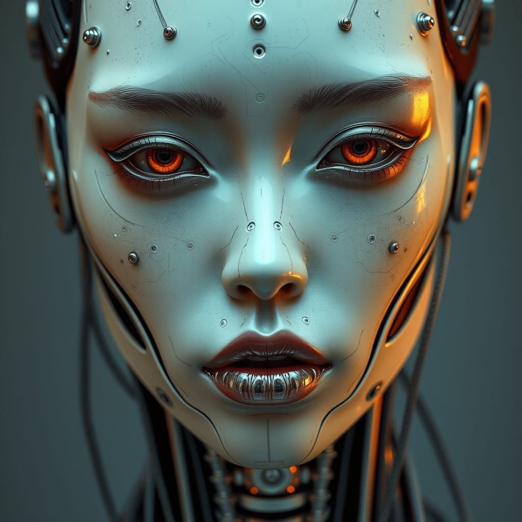 Android Goddess Emerges from Digital Duality in Cyberpunk St...
