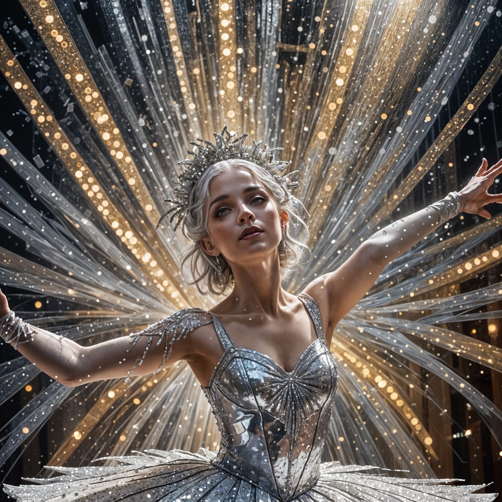 Ethereal Ballerina in Iridescent Finery