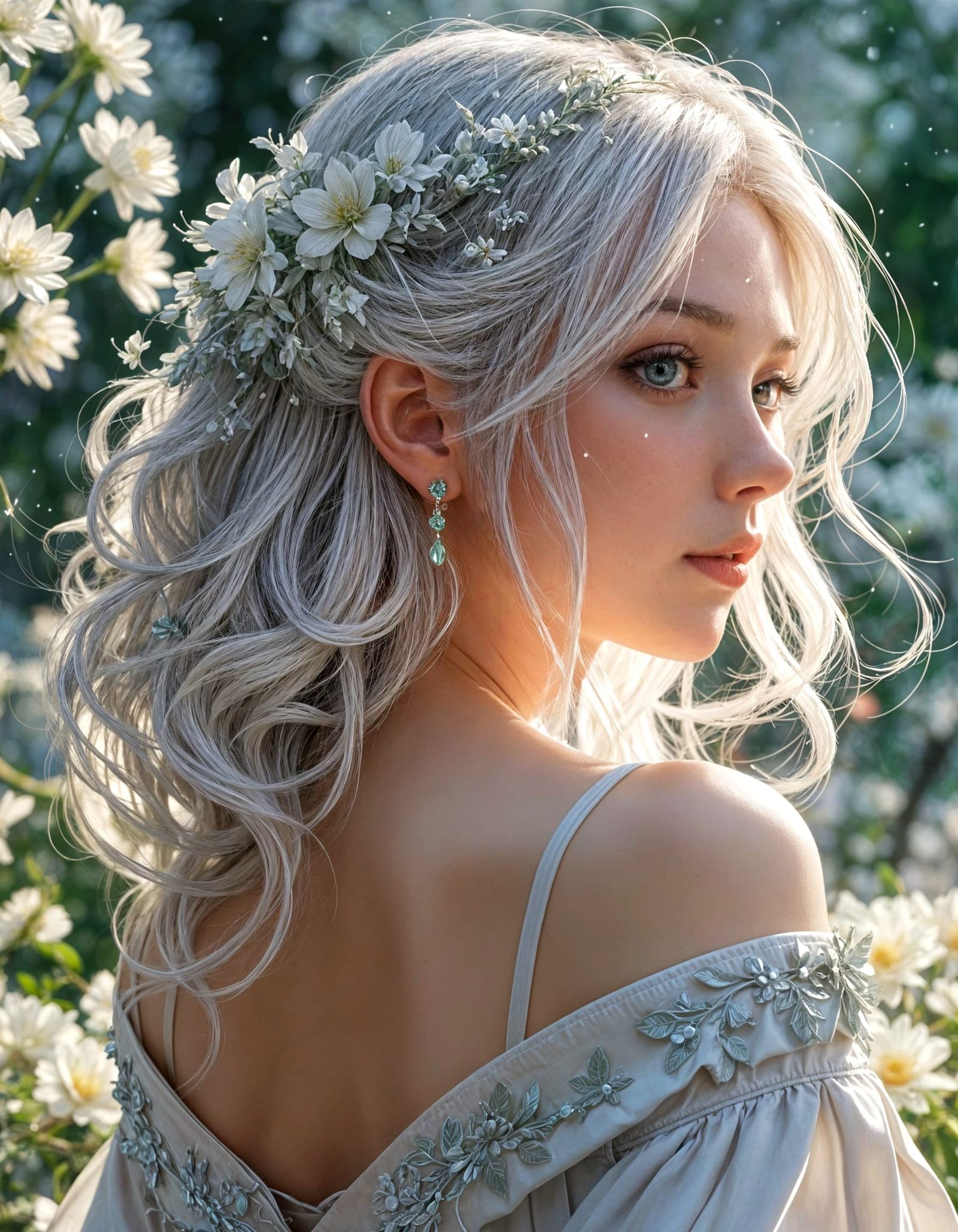 Ethereal Anime Goddess in Emerald Dreamscapes