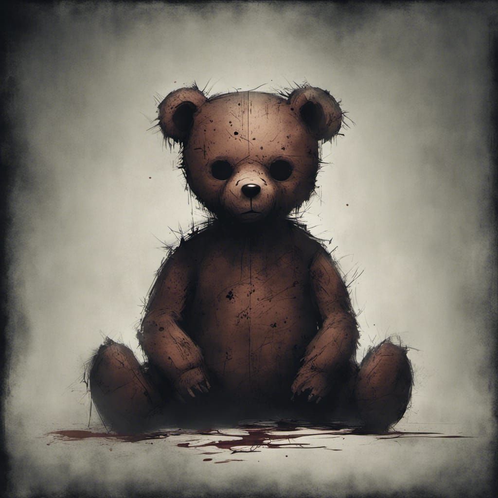 Dark Teddy Bear Horror in Muted Colors