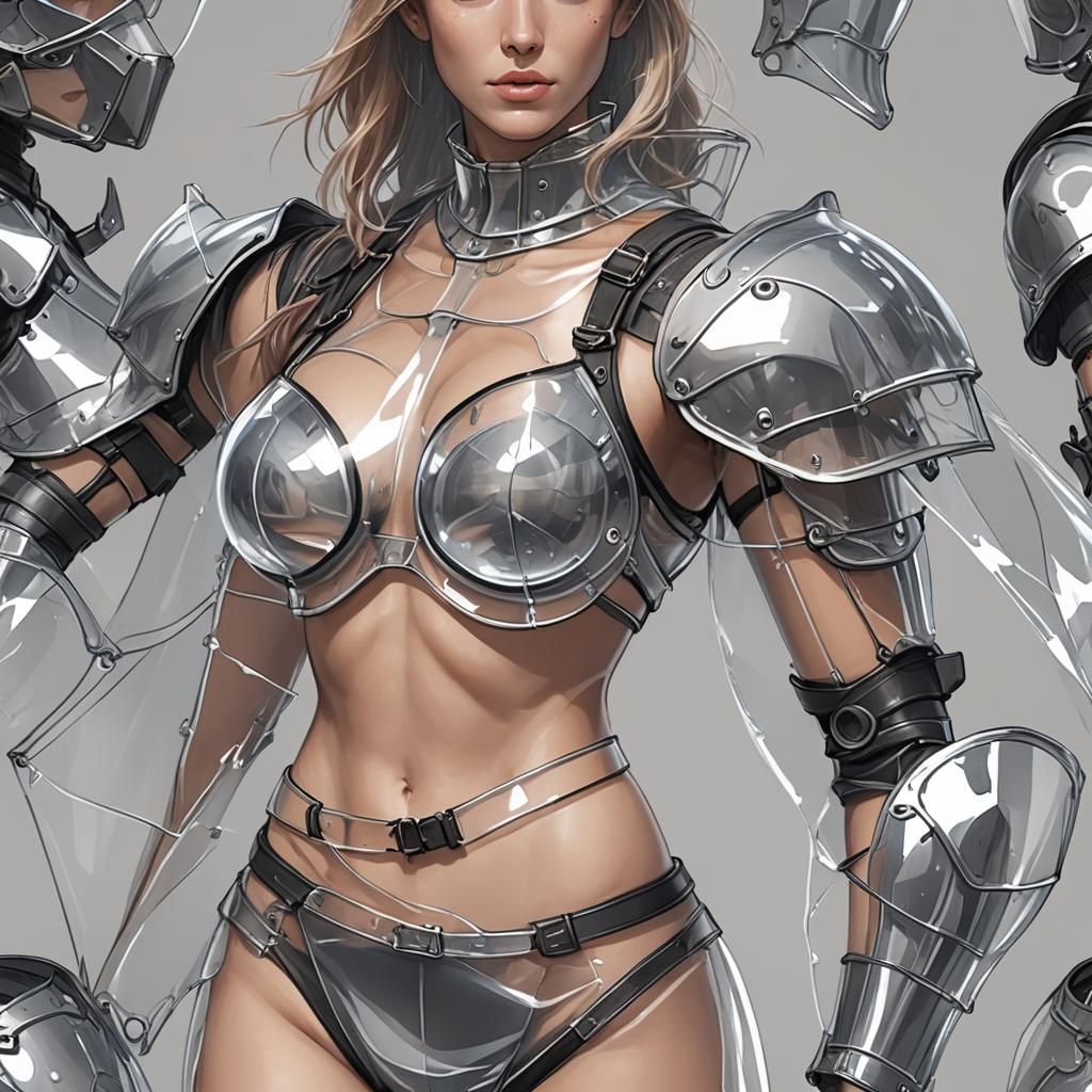 Sleek Cyberpunk Armor in Shimmering Bikini Design