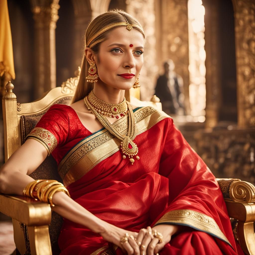 Gweneth Paltrow in a Regal Red Saree