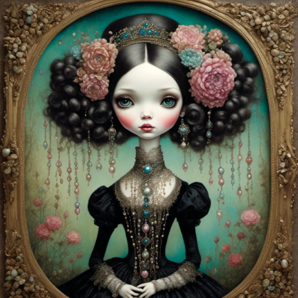 Victorian Lady in Elegant Dining Room