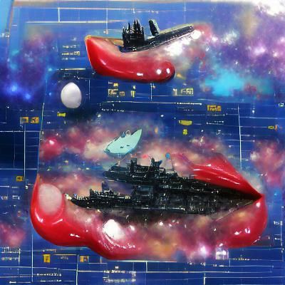 Cyberpunk Space Battleship in Epic Battle