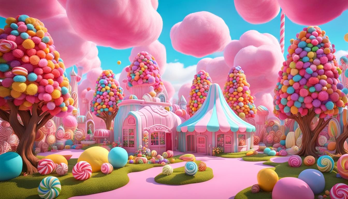Sugarcoated Dreamscape in Vibrant Pastel Hues