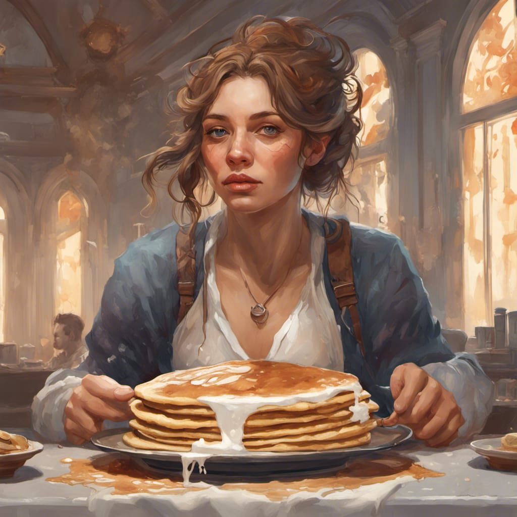 Romantic Whipped Cream Portrait of a Woman Enjoying Pancakes