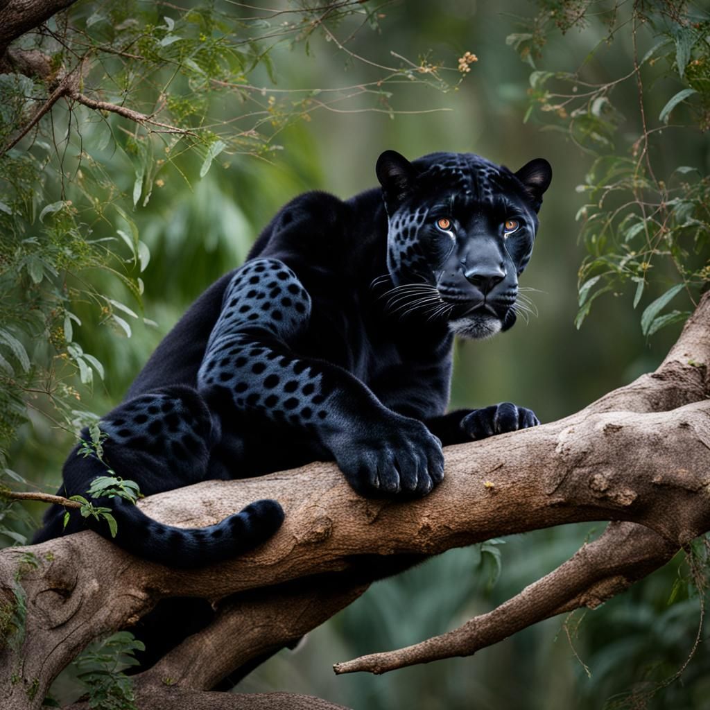 Svelte Black Jaguar Observes its Domain