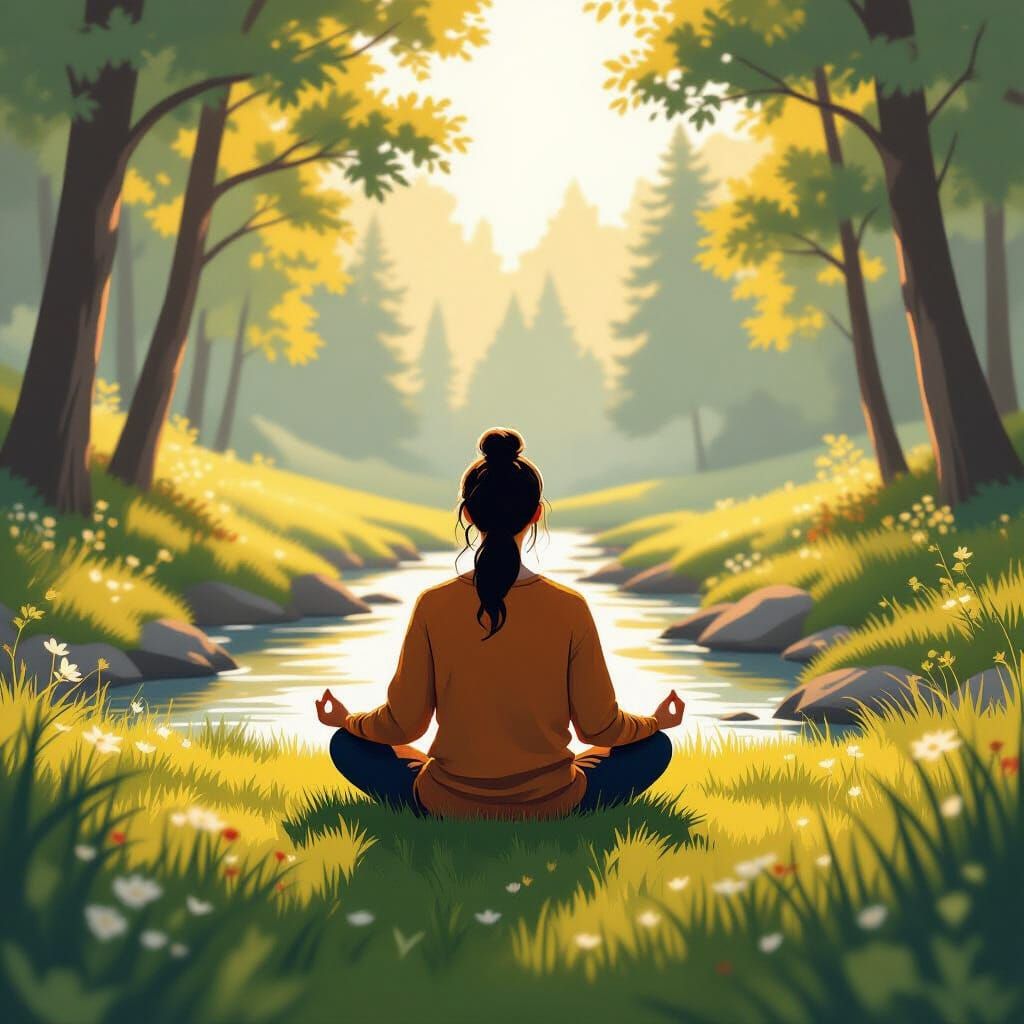 Serene Outdoor Meditation in Warm Sunlight