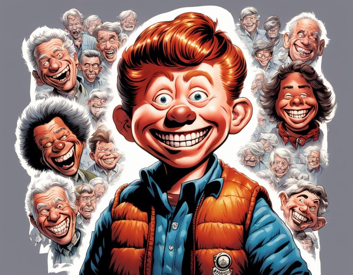 Classic Alfred E. Neuman Portrait in Comic Book Art