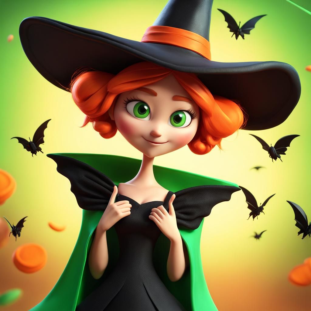 Enchanted Witch in Vibrant Halloween Colors