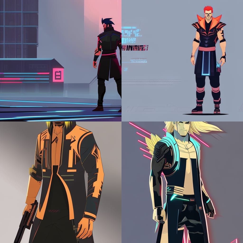 6ft Tall Blonde Man with Cyberpunk Valorant-Inspired Sasuke...