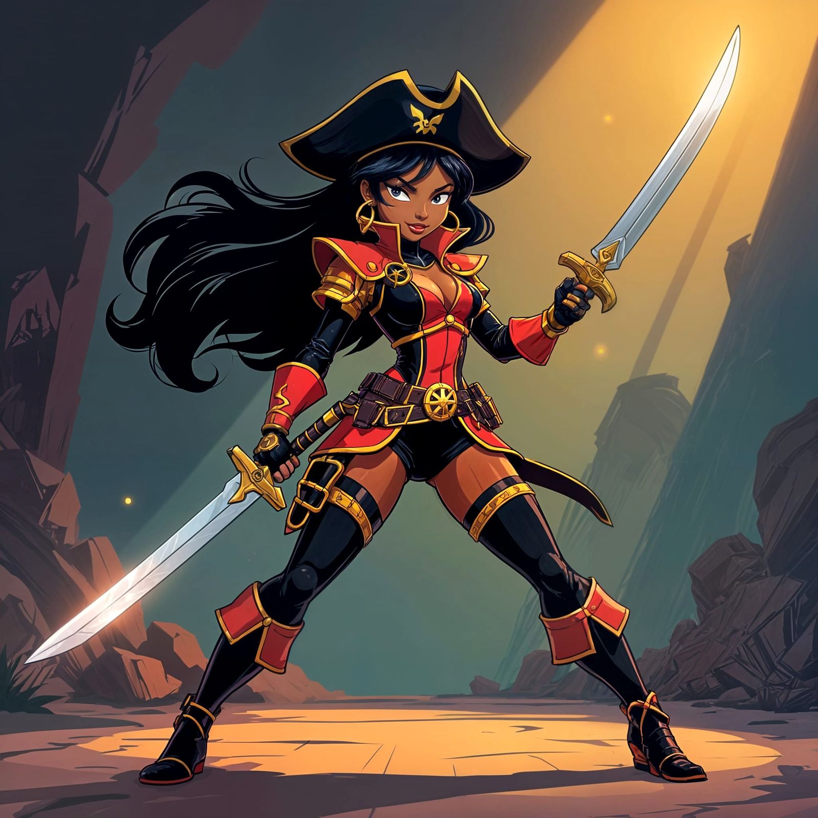 Cartoon Space Pirate Ready for Battle in 2D Art